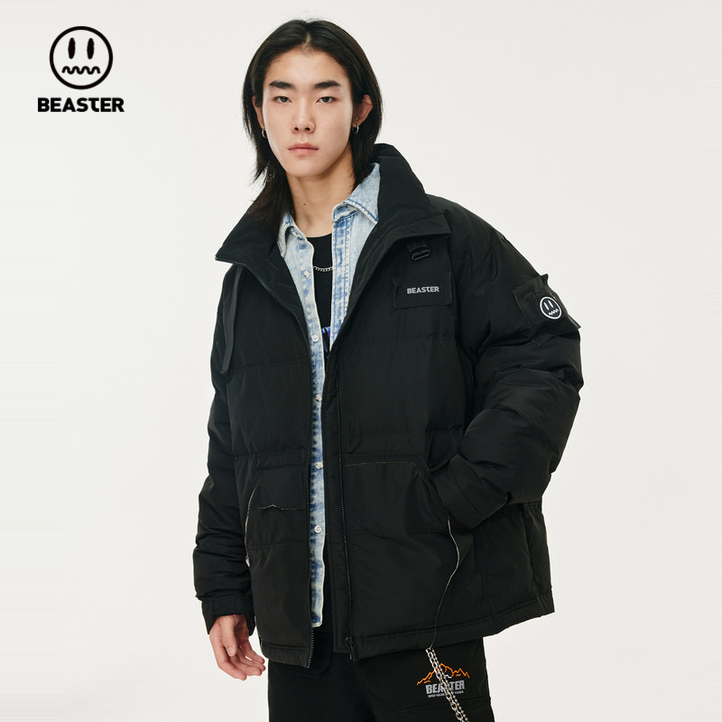 beaster小恶魔鬼脸不规则男羽绒服 beaster羽绒服