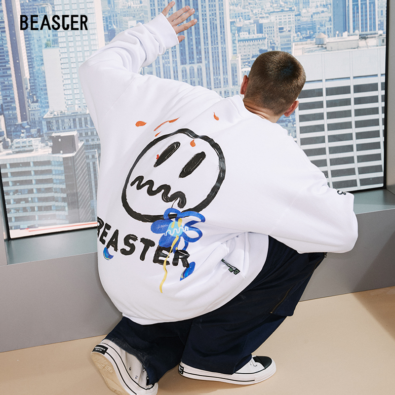 beaster小恶魔笑脸橙色男鬼脸卫衣 beaster卫衣