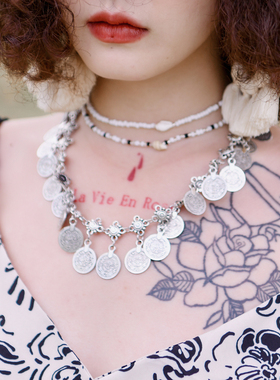 猫之旅店波西米亚海螺多层项链