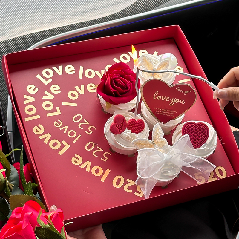 ins网红520情人节纸杯蛋糕装饰手提礼物包装盒甜品打包盒子插件 - 图2