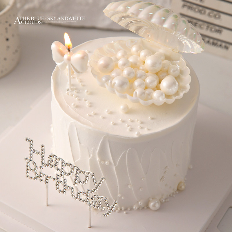 214情人节ins网红简约蛋糕装饰珍珠贝壳摆件女神小仙女装扮插件