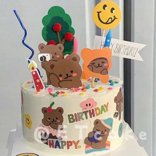 彩色生日快乐胶带装饰happy birthday贴纸蛋糕盒包装袋插牌装饰贴 - 图0