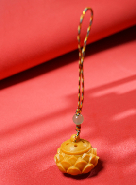 爆款莲莲好运黄矿石莲花挂件复古随身香囊车挂包挂旗袍压襟吊坠