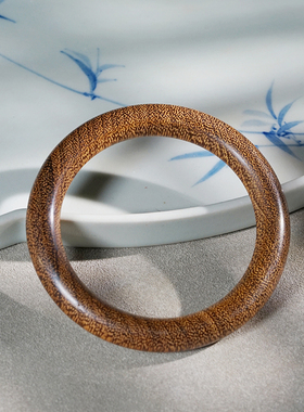 白棋楠沉香木手镯文玩简约时尚中式民族风男女情侣镯子贵妃镯