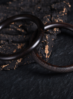 玄同非洲黑檀紫光檀手镯木质原木镯子流行古典女款圆环贵妃镯