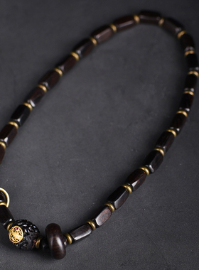 玄同紫光檀黑檀双圈如意五路财神DIY配饰佛珠文玩手串男女款双圈