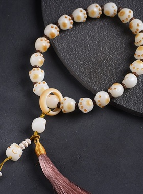 炭烧猫爪菩提根手串盘玩白玉菩提子手链文玩手持学生手持手捻