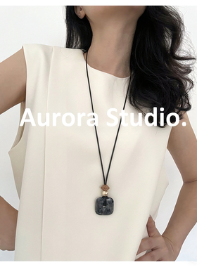 原创天然石平安扣长款项链毛衣链