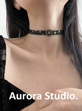复古牛仔星星水钻choker