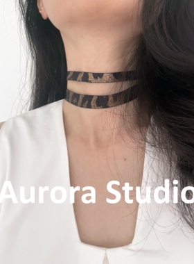 鎏金系列 I 不褪色时髦烫金豹纹项圈choker女百搭短款颈带个性