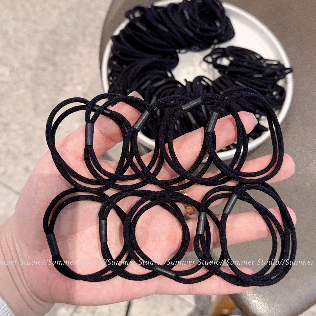黑色头绳女生高弹力耐用发圈高马尾头圈发绳橡皮筋女扎头皮套基础,淘宝优惠券,粉丝福利购,淘宝优惠卷
