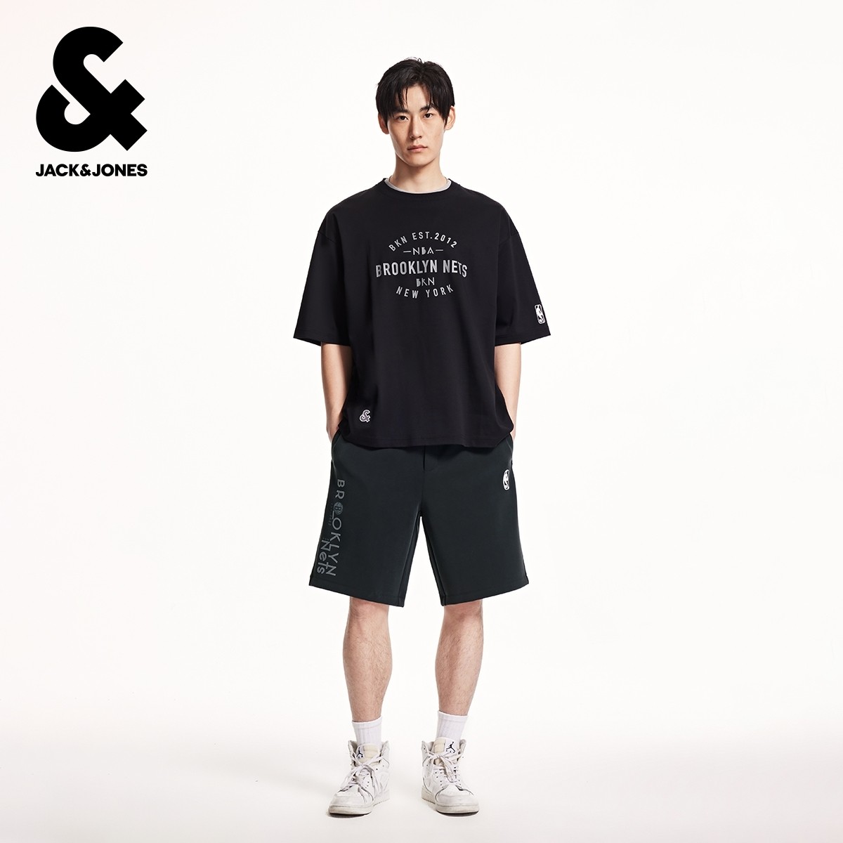 杰克琼斯男装NBA联名款冬新款布鲁克林篮网队植绒字母休闲短裤,淘宝优惠券,粉丝福利购,淘宝优惠卷