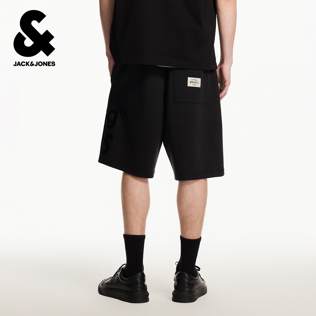 杰克琼斯男装冬新款潮百搭时尚舒适植绒胶印抽绳腰宽松休闲短裤,淘宝优惠券,粉丝福利购,淘宝优惠卷