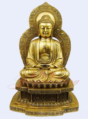 正品祥狮黄三世佛 铜佛像背光三宝佛释 迦摩尼佛铜阿弥摆托佛药师