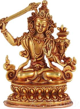 正品藏传民族用品金文殊菩萨小邮佛像尼泊价尔全鎏密宗佛像特包2