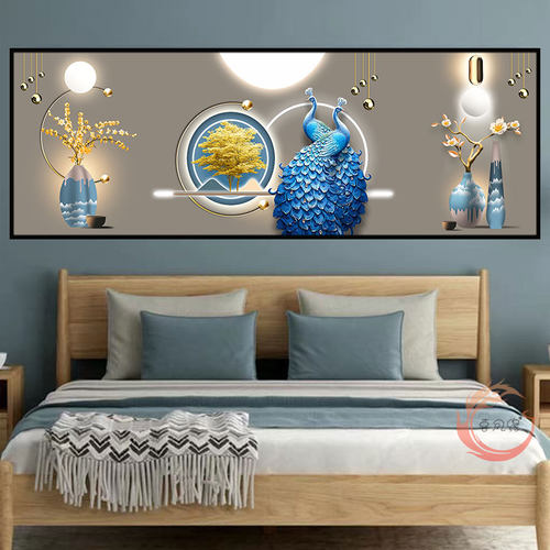 主卧室床头装饰画现代简约客厅自粘壁画背靠金山沙发背景墙贴画 - 图3