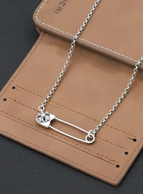 纯银饰复古十字架胸针别针项链日韩个性时尚小清新潮锁骨链女现货