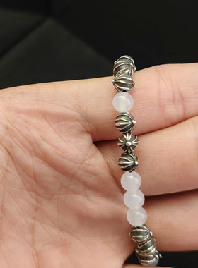 6mm白玛瑙925银十字架