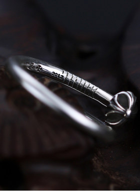 纯银十字花圆头钉子戒指男女复古美式十字架朋克风单人活口可调节