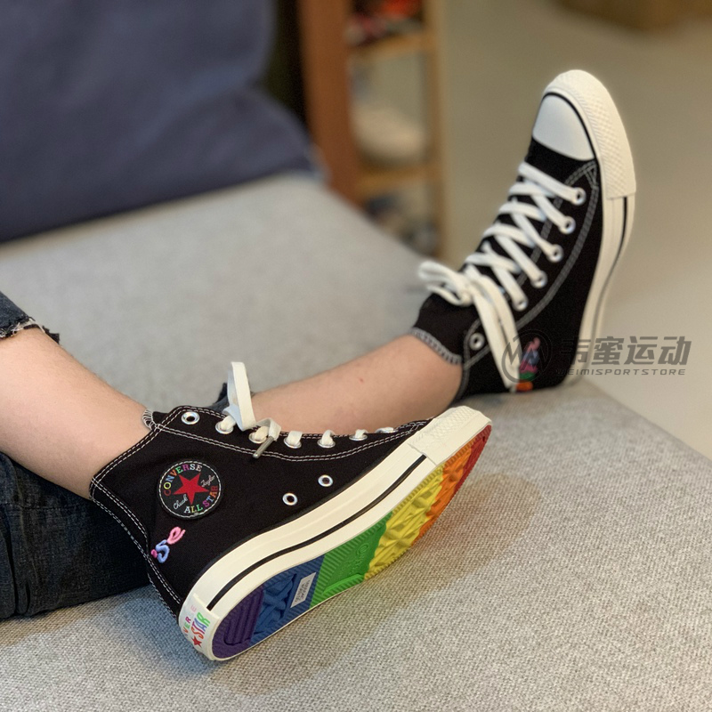 Converse All Star color stringed jelly rainbow bottom casual canvas shoes 165613C 165554C