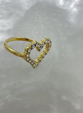 钛钢+合成立方氧化锆 爱心开口戒指AQY-ZB3101
