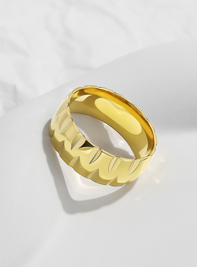 钛钢个性百搭水波纹戒指