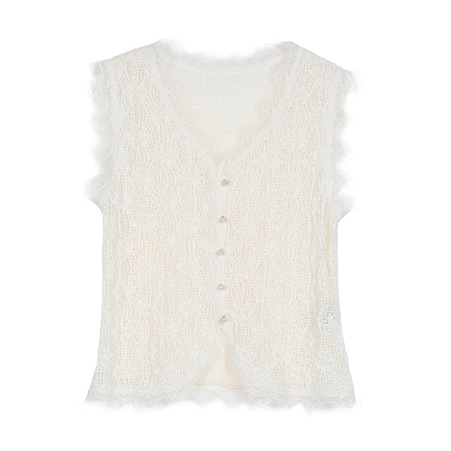 NEELLY Nali Shopping Mall's new summer style of high-elastic bubble knitted lace vest women's comfort top
