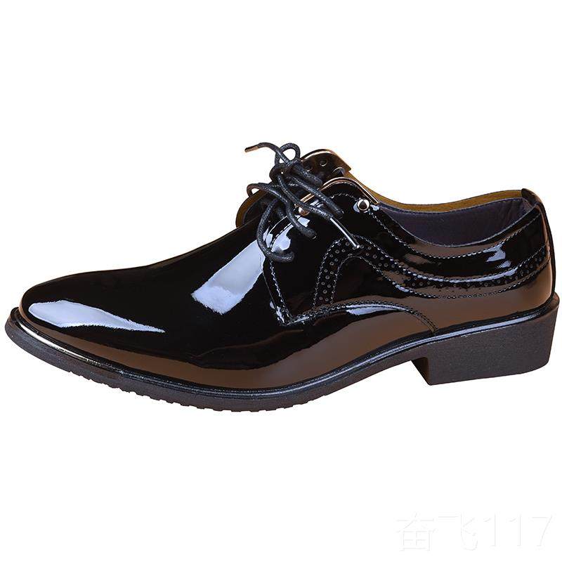 正品春男英士皮鞋男韩版商务尖头亮皮鞋伦休季闲鞋新郎婚鞋结子男 - 图3