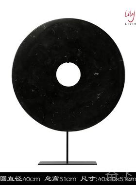 正品创意玉璧摆家居装饰厅黑新中式客电视柜现代简约件酒店样板房