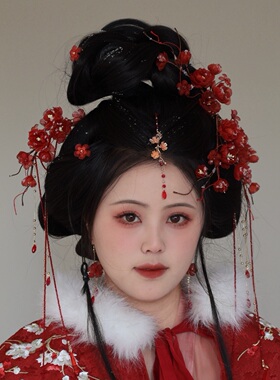 真丝烫花梅花发饰汉服头饰