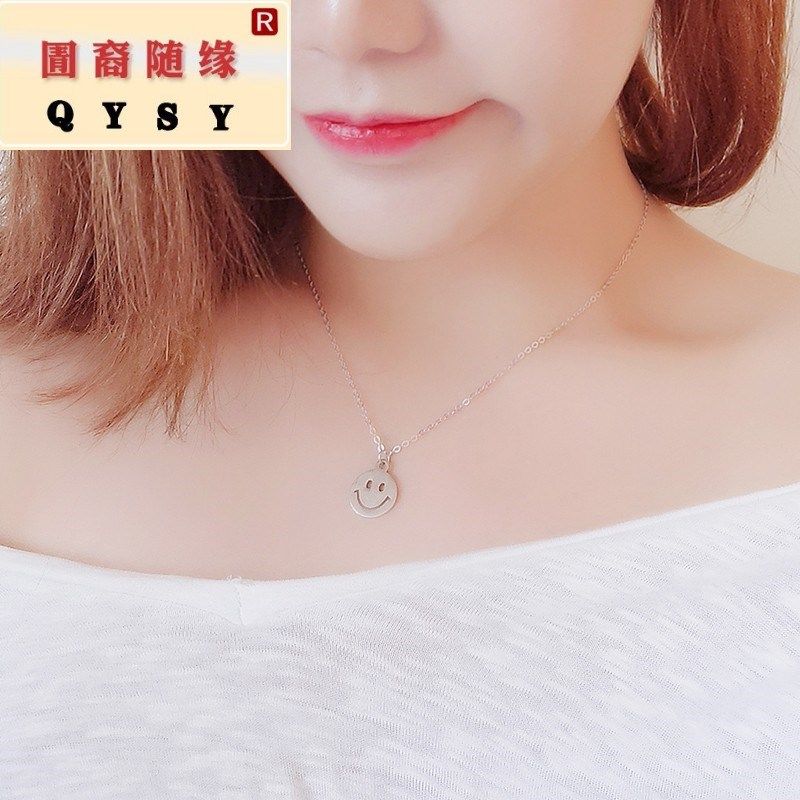 925纯银笑脸女微笑表情韩版锁骨链 紫尚轩项链