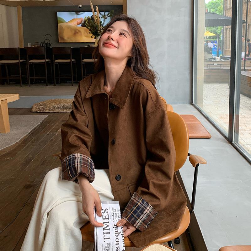 美拉德棕风B131-706衣外套女2复05春秋色季小个子2美式古宽松休闲 - 图0