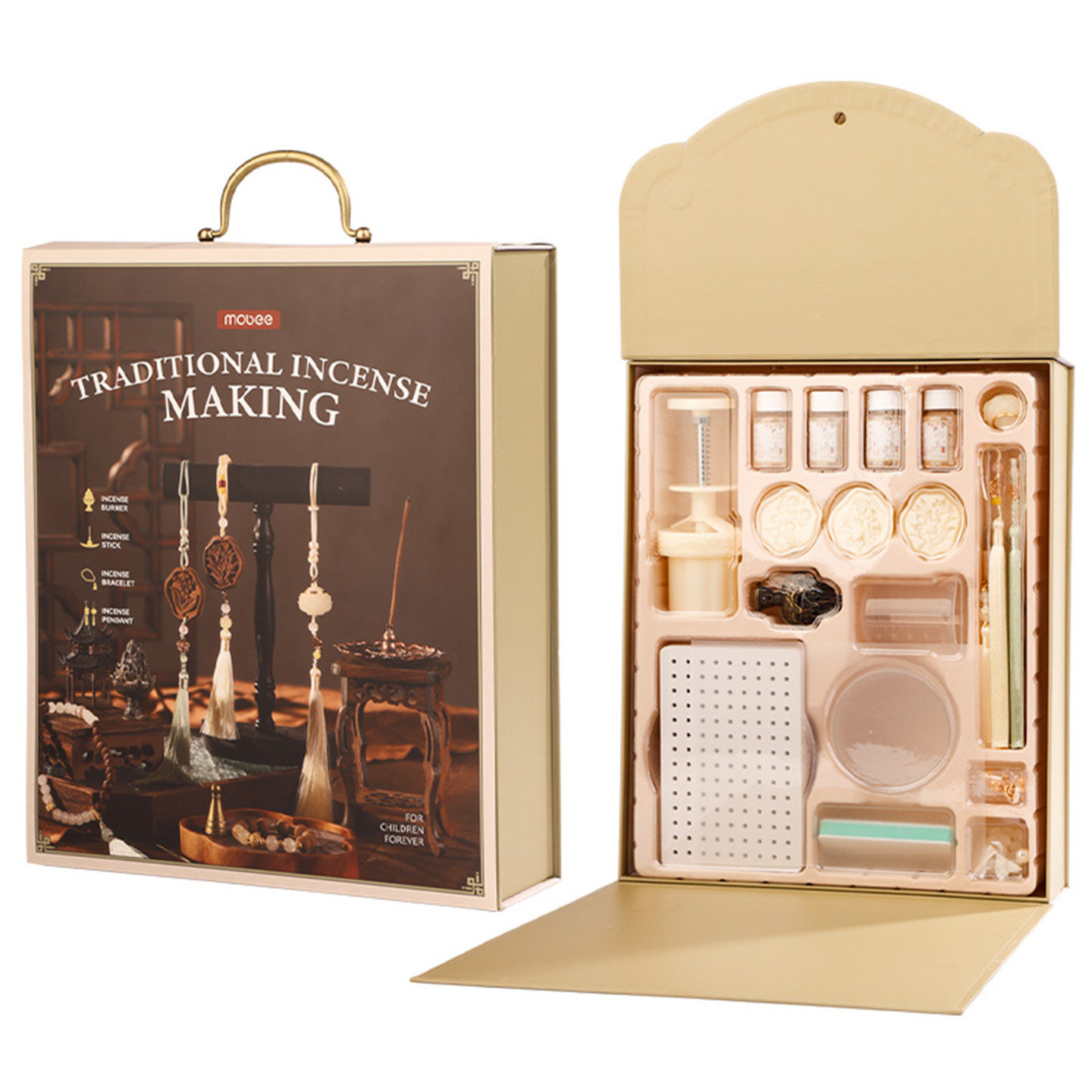 Mobee雅韵香饰非遗手作礼盒DIY制香套件9香挂手链8岁女孩生日礼物,淘宝优惠券,粉丝福利购,淘宝优惠卷