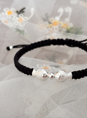 足银转运锦鲤手链女本命年小鱼红手绳情宝宝礼物送朋友