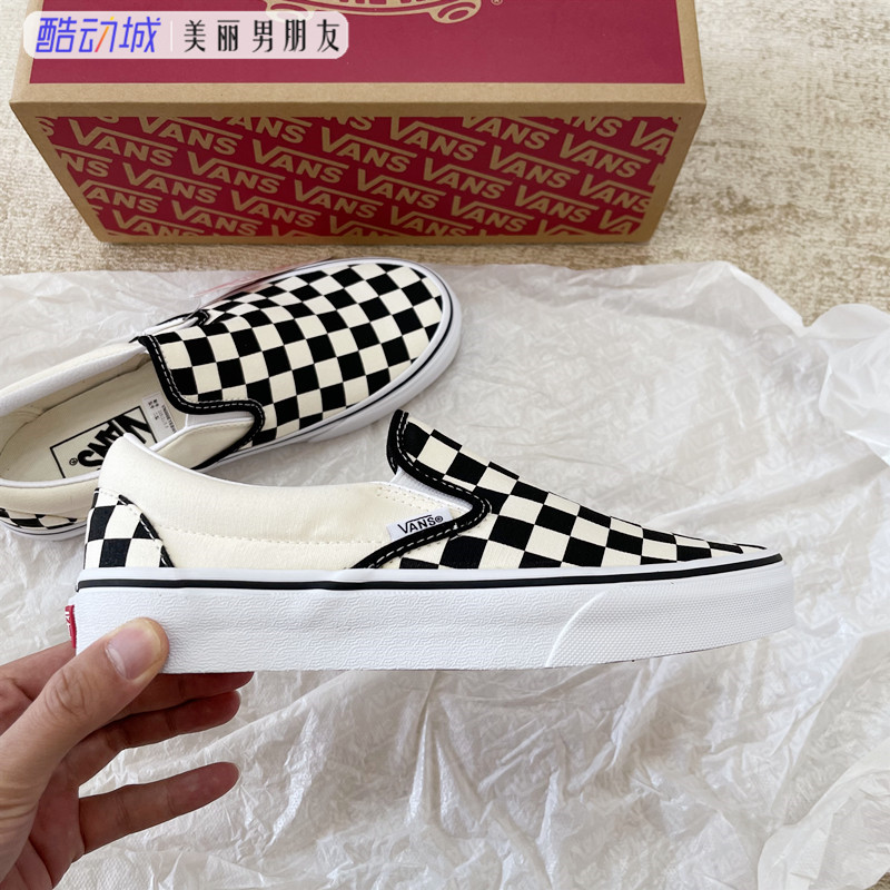 VANS SLIP ON经典黑白棋盘格低帮男女鞋情侣鞋帆布鞋VN000EYEBWW - 图0