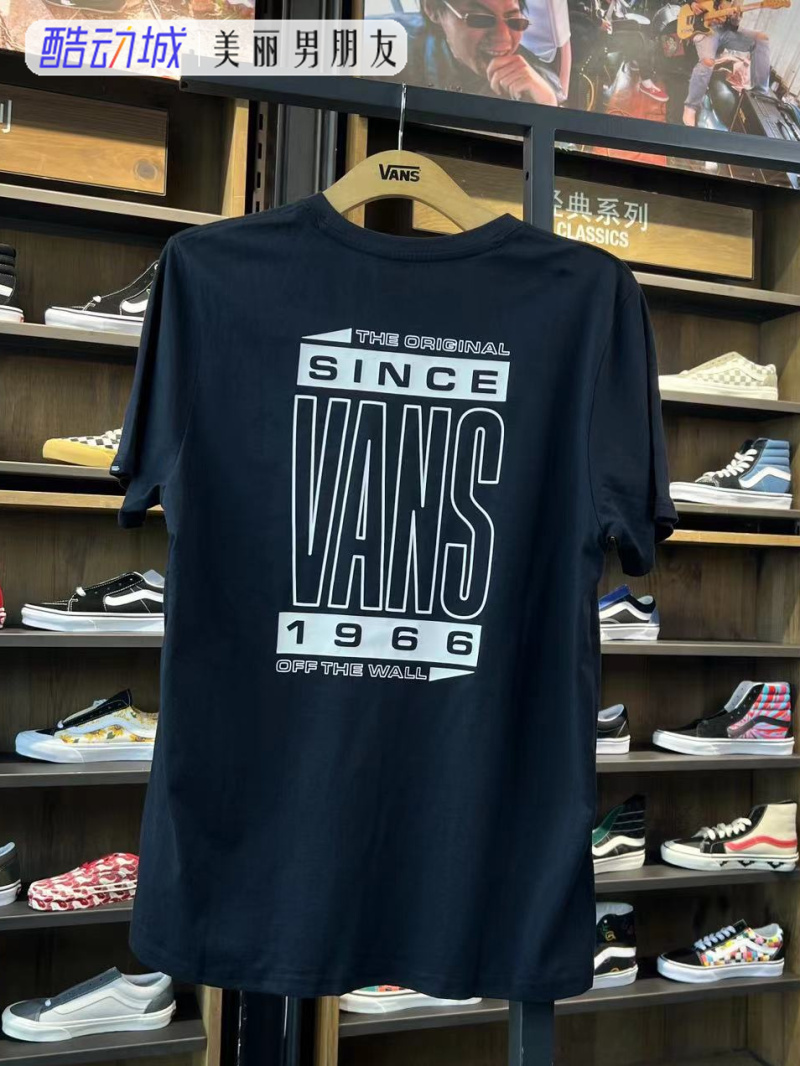 VANS范斯AP HIGH TYPE SS经典男子黑白短袖T恤VN0A3TYCBLK/WHT - 图1