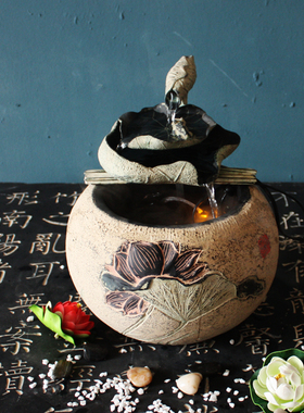 中式风流水喷泉鱼缸工艺品