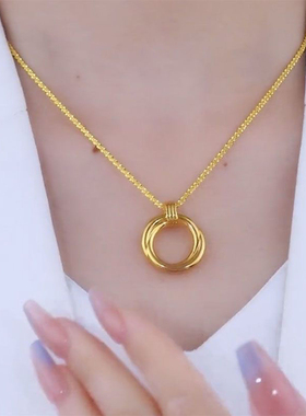 2025新款简约百搭休闲锁骨链气质配饰女环环相扣多层圆环短款项链