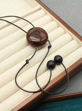 秋季新款项链女轻奢锁骨链配饰美拉德MON夸张皮绳可调黑毛衣链