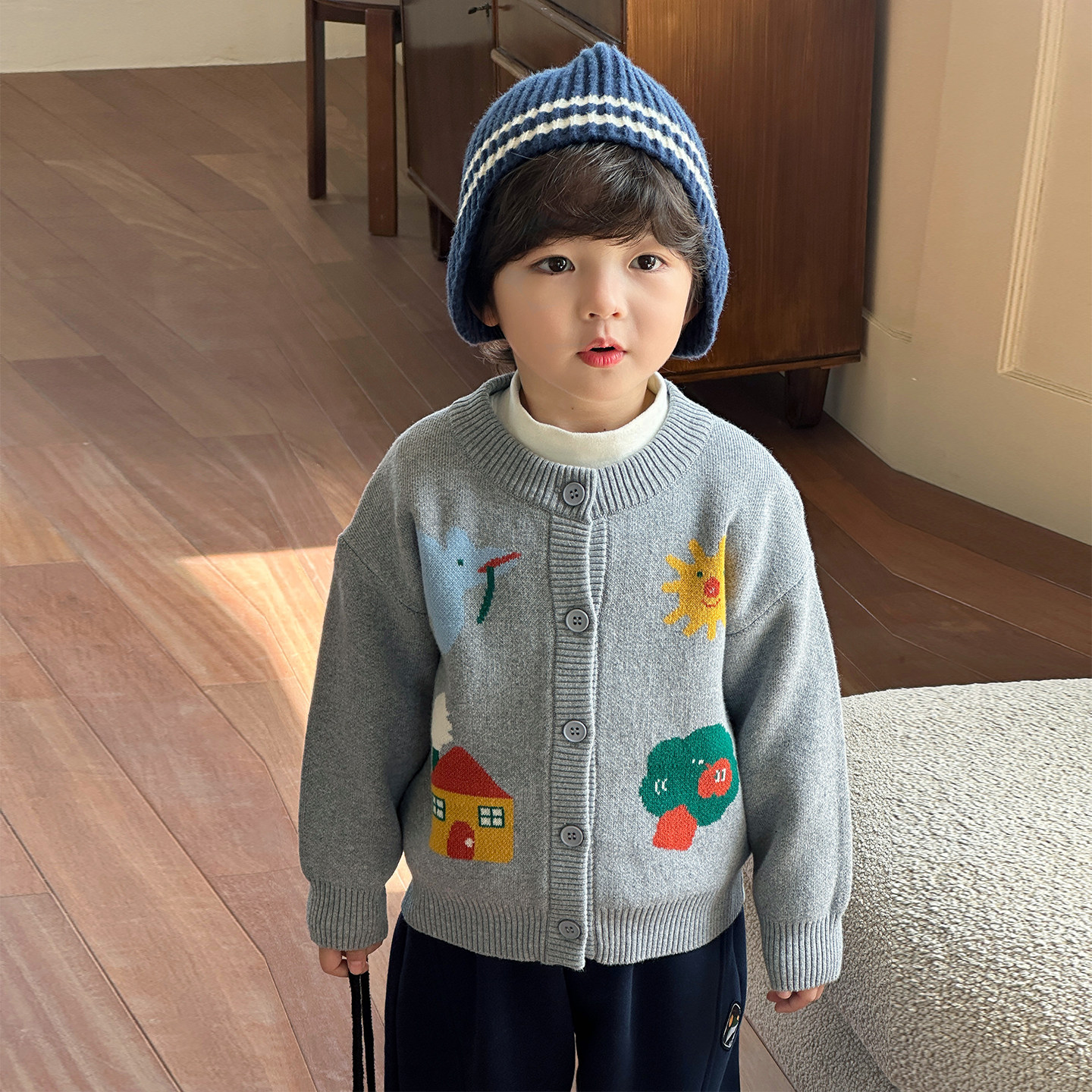 男童针织开衫春秋外套儿童毛衣秋冬2025新款男孩上衣纯棉初秋外搭,淘宝优惠券,粉丝福利购,淘宝优惠卷