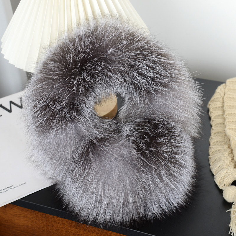 韩版真狐狸毛皮草耳罩可爱毛绒护耳耳捂子保暖毛毛耳包防冻耳套女 - 图0