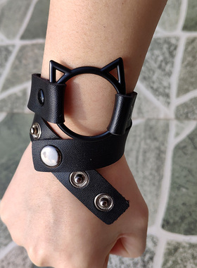 暗黑风猫咪颈链赛博酷女手链项圈