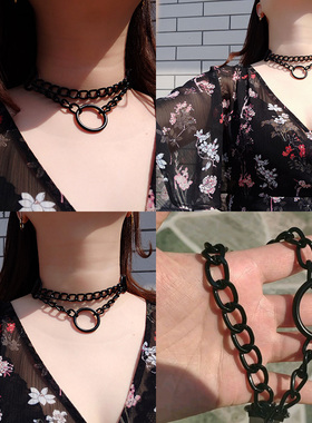CHOKER黑暗街拍黑色PU皮项链