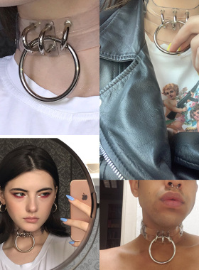 皮男手工性感o型朋克哥特式项链