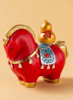 2026马年限定陶瓷摆件马上有福禄（葫芦可旋转）桌面装饰品礼盒装