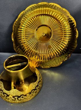 金色鎏金塑料供盘水果盘供佛礼佛菩萨财神贡品盘莲花盘圆盘高脚盘