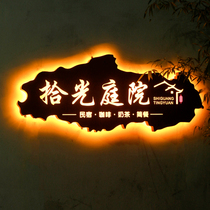 Creative Retro Luminous Light Box Billboard Door Head Sign Image Wall Display Card Iron Art Hollowed-out Door Card