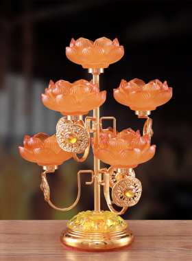 佛缘坊七星琉璃莲花烛台供奉点灯