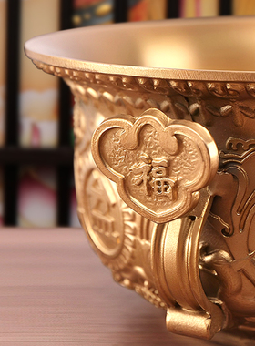 聚宝盆纯铜家用客厅实心聚宝盆黄铜米缸存钱摆件招财店铺开业礼品