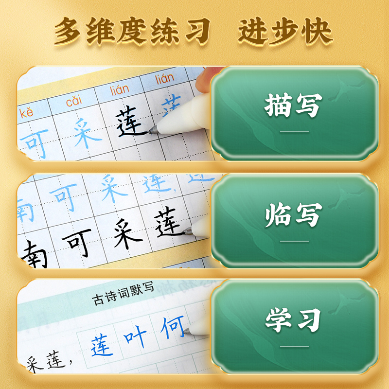 小学生必背古诗词练字帖75+80首同步人教版每日一练一年级二三年级四五六年级学生古诗词字帖楷书钢笔国学经典写字本练字帖-图3